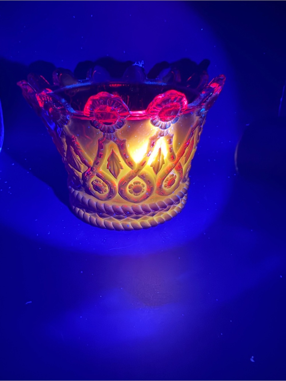 Vintage 60’s Fostoria Hapsburg Royal Crown cadmium pressed glass dish